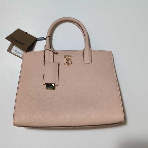 Burberry Pink Leather Mini Frances Logo Tote Bag Soft Pink Luxury Designer - Picture 3 of 9